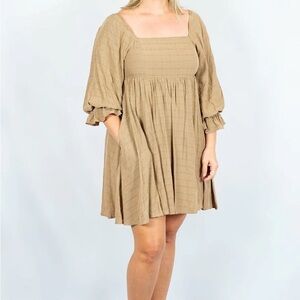 Entro Taupe Blouse with Flowing Sleeves